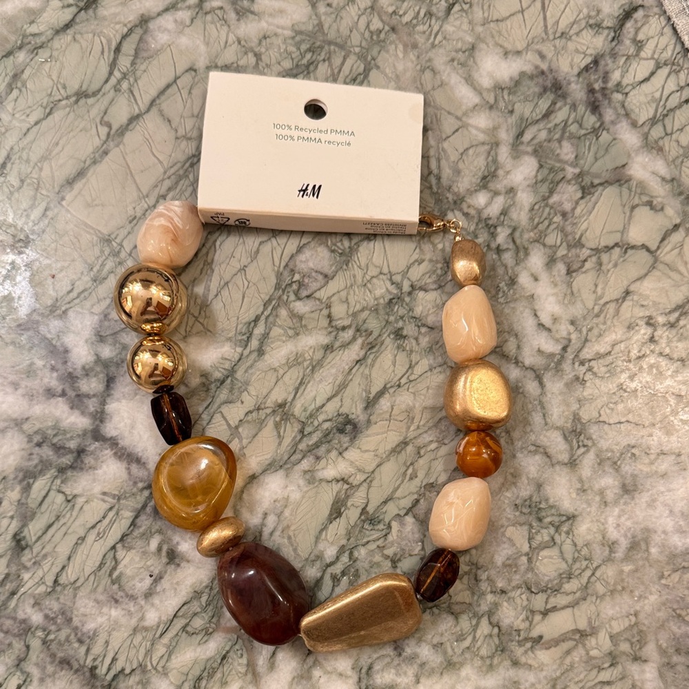 H&M Gold and Cream Beaded Necklace